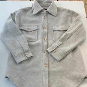 Quince Light Gray Button-Down Shacket